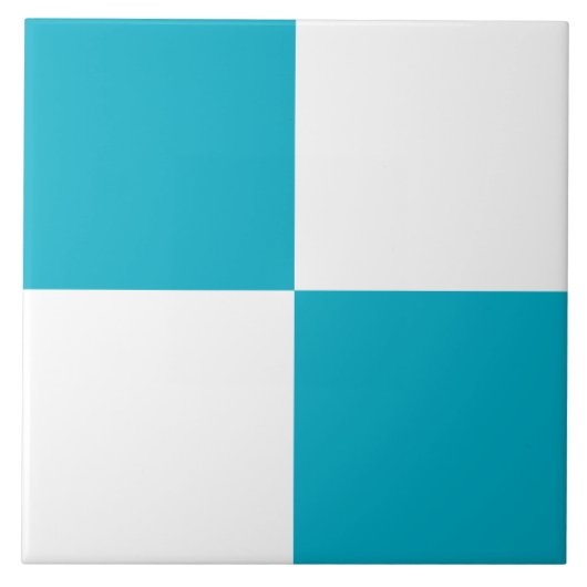 Modern Turquoise White Checkered Ceramic Tile タイル (正面)