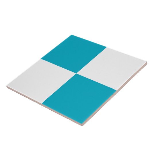 Modern Turquoise White Checkered Ceramic Tile タイル (側面)