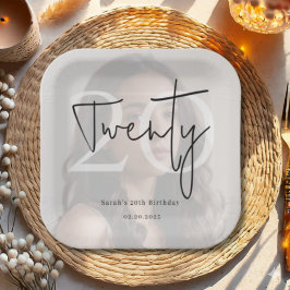Modern Twenty 20th Birthday Party Plates ペーパープレート