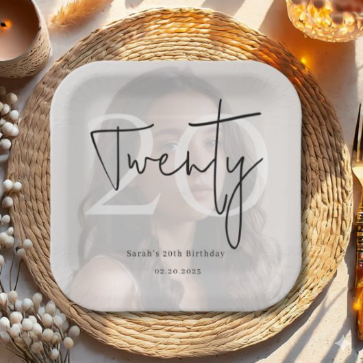 Modern Twenty 20th Birthday Party Plates ペーパープレート