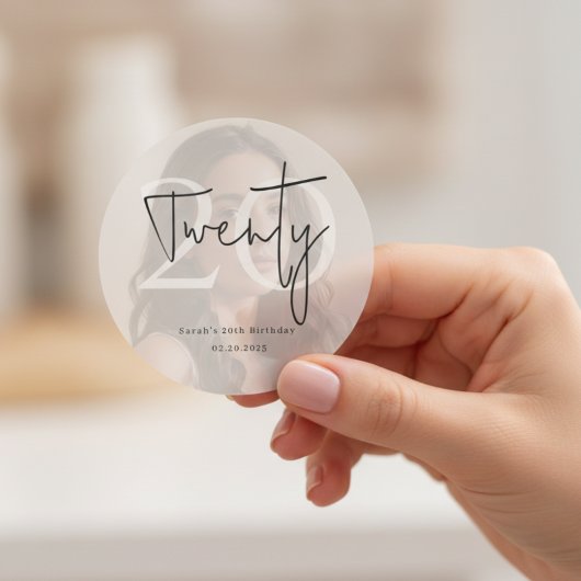 Modern Twenty 20th Birthday Party Sticker ラウンドシール