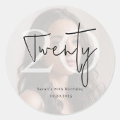 Modern Twenty 20th Birthday Party Sticker ラウンドシール (正面)
