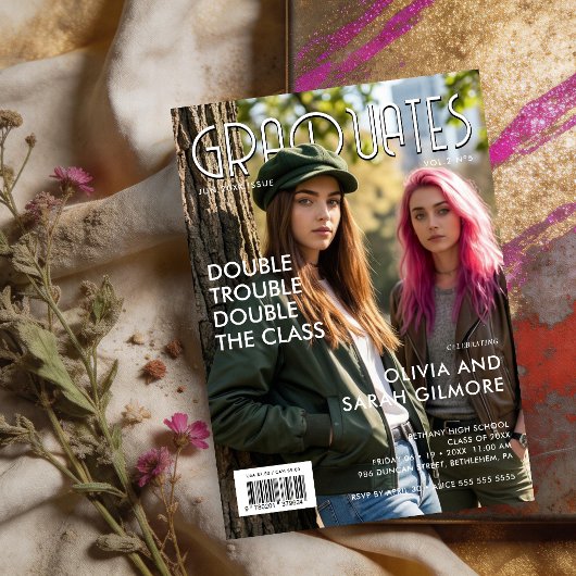 Modern Twins Graduation Magazine Cover TMF26 アクリル招待状