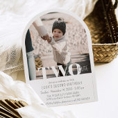 Modern TWO Cute Photo Arch 2nd Birthday Party 招待状