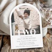 Modern TWO Cute Photo Arch 2nd Birthday Party 招待状