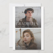 Modern Two Graduates Double Graduation 案内状 (正面)