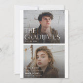 Modern Two Graduates Double Joint Graduation Party 招待状 (正面)