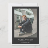 Modern Two Photo Black and White Graduation Party 招待状 (正面)