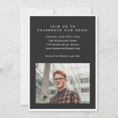 Modern Two Photo Black and White Graduation Party 招待状 (裏面)