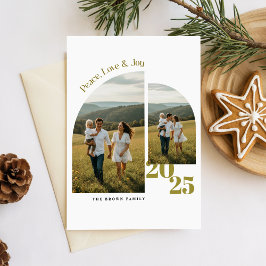 Modern Two Photo Family Christmas Holiday Postcard シーズンポストカード