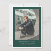 Modern Two Photo Green and White Graduation Party 招待状 (正面)