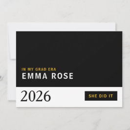 Modern Typographic Grad Era party invitation 招待状