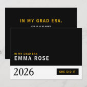 Modern Typographic Grad Era party invitation 招待状 (正面/裏面)