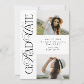 Modern Typography 2 Photos Elegant Graduation 招待状 (正面)