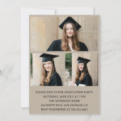 Modern Typography 3 Photo Collage Graduation Party 招待状 (裏面)