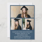 Modern Typography 3 Photo Collage Graduation Party 招待状 (裏面)