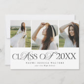 Modern Typography 3 Photos Class of Graduation 招待状 (正面)