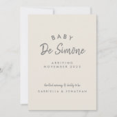 Modern Typography Beige Pregnancy 案内状 (正面)