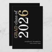 Modern Typography Black 2026 Graduation  案内状 (正面/裏面)