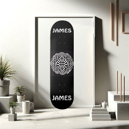 Modern Typography Black and White Celtic Art Funky スケートボード