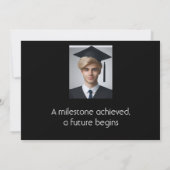 Modern Typography Black Cap Monochrome Graduation  招待状 (裏面)