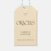 Modern Typography Black Cream Wedding Thank You  ギフトタグ (正面)