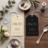 Modern Typography Black Cream Wedding Thank You  ギフトタグ