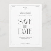 Modern Typography Black White Save The Date ポストカード (正面)