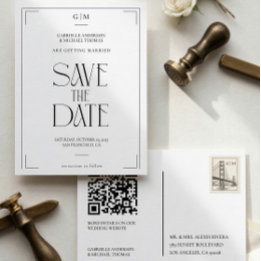 Modern Typography Black White Save The Date ポストカード