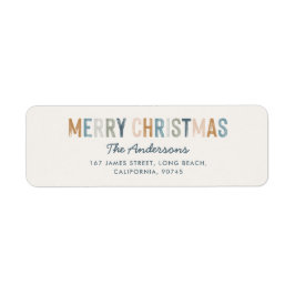 Modern typography blue terracotta Christmas script ラベル