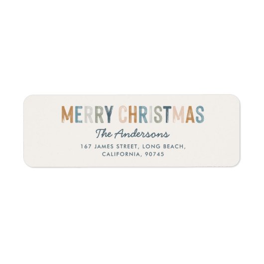 Modern typography blue terracotta Christmas script ラベル (正面)