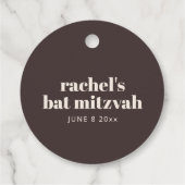 Modern Typography Brown Bat Mitzvah Personalized フェイバータグ (裏面)