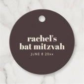 Modern Typography Brown Bat Mitzvah Personalized フェイバータグ (正面)