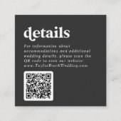 Modern Typography Charcoal QR Code Wedding Details エンクロージャーカード (正面)