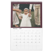 Modern Typography Custom Family Photo Burgundy  カレンダー (2月 2027)