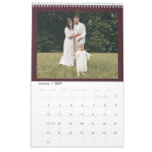 Modern Typography Custom Family Photo Burgundy  カレンダー (1月 2027)