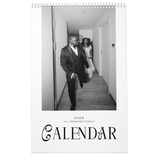 Modern Typography Custom Newlyweds Wedding Photo カレンダー (カバー)