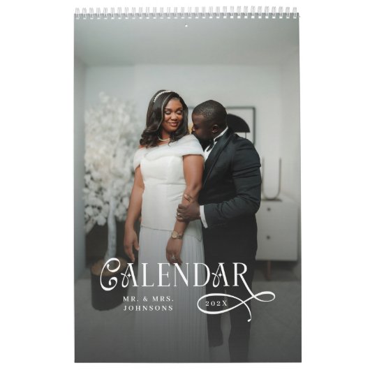 Modern Typography Custom Newlyweds Wedding Photo カレンダー (カバー)