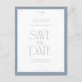 Modern Typography Dusty Blue Save The Date  ポストカード (正面)