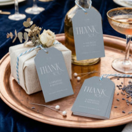 Modern Typography Dusty Blue Wedding Thank You  ギフトタグ