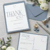 Modern Typography Dusty Blue Wedding Thank You  ポストカード