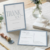 Modern Typography Dusty Blue Wedding Thank You  ポストカード