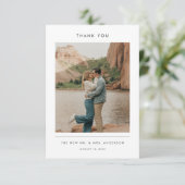 Modern Typography Elegant Rustic Photo Wedding サンキューカード (スタンド正面)