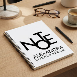 Modern Typography Everyday Journal Black White ノートブック