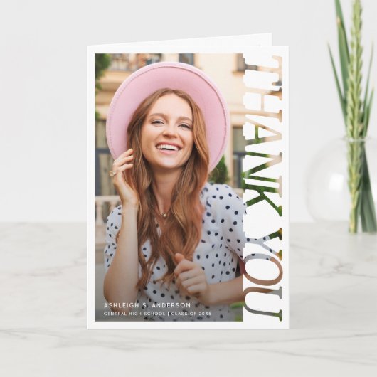 Modern Typography Graduate 2 Photo Thank You カード (正面)