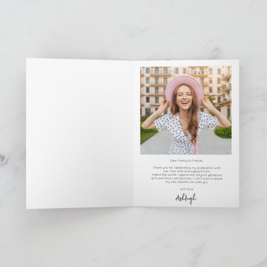 Modern Typography Graduate 2 Photo Thank You カード (内部)