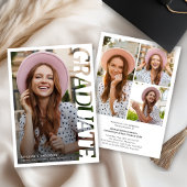Modern Typography Graduate 3 Photo Collage 招待状