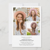 Modern Typography Graduate 3 Photo Collage 招待状 (裏面)