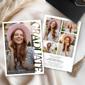 Modern Typography Graduate 4 Photo Collage 招待状