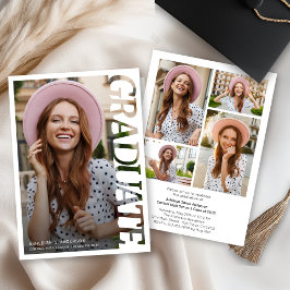 Modern Typography Graduate 4 Photo Collage 招待状